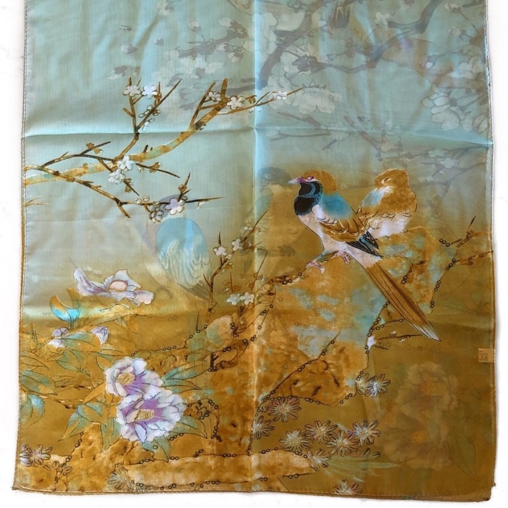 Cherry Blossoms Bird Chiffon Scarf - Picture 2 of 8